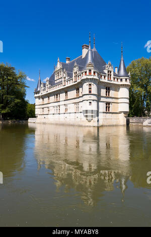 Château d'Azay-le-Rideau, einer der beliebtesten der Schlösser der Loire Tal, Frankreich Stockfoto