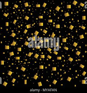 Golden Konfetti Hintergrund, Quadrat flying Konfetti. Festliche Hintergrund Stock Vektor