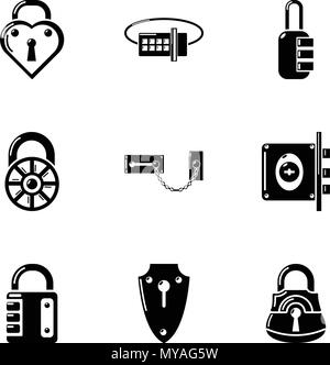 Lock Icons Set, einfachen Stil Stock Vektor