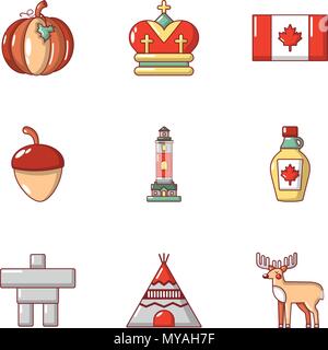 Canadian Style Icons, Cartoon Stil Stock Vektor
