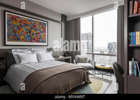 'Modern Schlafzimmer in Wohnung in New York City, USA' Stockfoto