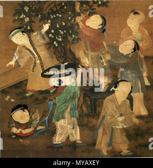 . 中文: 扑枣图 Englisch: Angreifen Die jujube Baum. Song-dynastie (960-1279 AD). Unbekannt 52 Angreifen Die jujube Baum Stockfoto