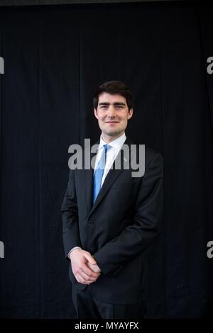 Jack Chambers, Mitglied des Parlaments in der irischen nationalen Parlament und Dublin West Vertreter für die Fianna Fáil Partei, am St. Gallen Symposium 2018, Universität St. Gallen, 3. Mai 2018. | Verwendung weltweit Stockfoto