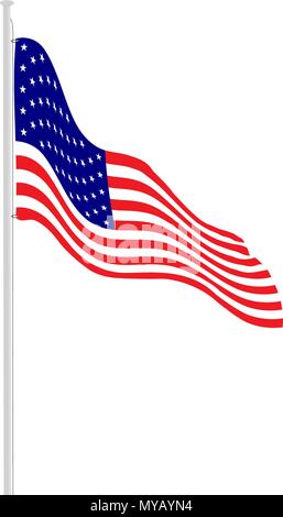 Amerikanische Flagge am Fahnenmast mit leeren Raum für einen Text Stock Vektor