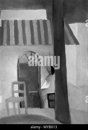 . Englisch: Gemälde von August Macke 050 in Graustufen die Qualität Gegensatz zu veranschaulichen. Original Gemälde in der Miniaturansicht. August Macke 050. 1914. original Bilder in Graustufen durch Uploader 55 August Macke 050 in Graustufen geändert Stockfoto