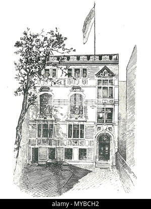 . English: Im zweiten Hof des Anwesens Linienstraße 150 in Berlin-Mitte wurde im Jahr 1909 vom Architekten Fedor Feit das ehemalige Corpshaus und Normannia AG (Corps Normannia Berlin) errichtet. Das Vorderhaus, das Mietshaus Linienstraße 150, wurde 1826 erbaut und 1857 um ein quergebäude ergänzt. Der gesamte Komplex ist als Baudenkmal gelistet. Englisch: ehemaliges Haus der studentischen Vereinigung de: Corps Normannia Berlin, Linienstraße 150. vor 1910. Unbekannt 71 Berlin Normannia-Haus Stockfoto