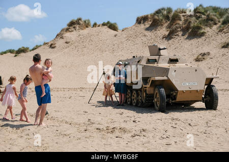 Saunton, Devon, Großbritannien - 2. Juni 2018: die Freunde der Angriff Training Center Gastgeber der 75. Jahrestag des US-Angriffs Training Center in Saunton, Großbritannien Stockfoto