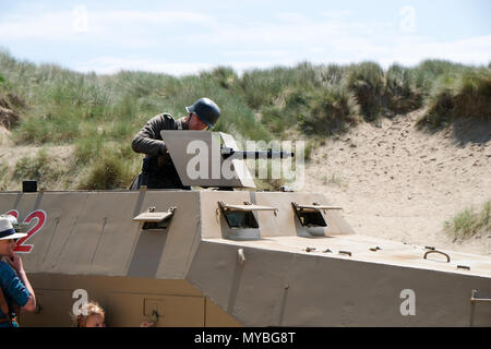 Saunton, Devon, Großbritannien - 2. Juni 2018: die Freunde der Angriff Training Center Gastgeber der 75. Jahrestag des US-Angriffs Training Center in Saunton, Großbritannien Stockfoto