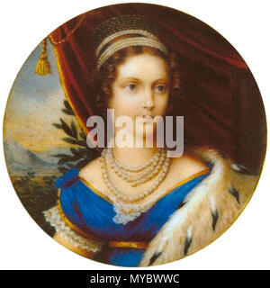 . English: Charlotte Auguste von Bayern 1792-1873, von 1808 bis 1814 erste Frau von Kronprinz w:de:Wilhelm I. (Württemberg) Wilhelms von Württemberg (geschieden). 1816 bereits Frau von Kaiser Franz I. von Österreich und wurde Kaiserin Karoline Auguste von Österreich. Englisch: Prinzessin Charlotte Auguste von Bayern, 1792-1873, von 1808 bis 1814 erste Ehefrau von Kronprinz Wilhelm I. von Württemberg (geschieden). Von 1816 Kaiserin von Österreich, als vierte Frau von Kaiser Franz I. von Österreich. Zeitgenössische Malerei (zwischen 1808 - 1820).. ein unbekannter Maler. 107 Charlotte Auguste von Bayern Stockfoto