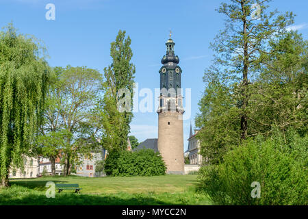 Turm der Stadt Schloss in Weimar in Deutschland Stockfoto