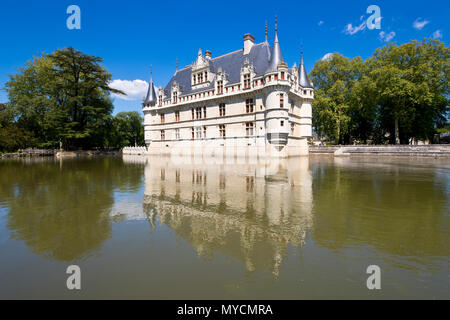 Château d'Azay-le-Rideau, einer der beliebtesten der Schlösser der Loire Tal, Frankreich Stockfoto