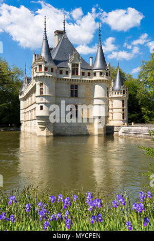 Château d'Azay-le-Rideau, einer der beliebtesten der Schlösser der Loire Tal, Frankreich Stockfoto