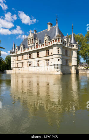 Château d'Azay-le-Rideau, einer der beliebtesten der Schlösser der Loire Tal, Frankreich Stockfoto