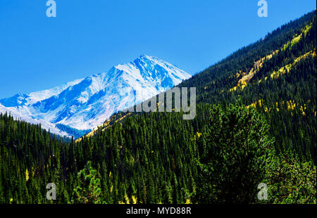 Die schneebedeckten Berggipfel in der Colorado Rocky Mountains in der Nähe von Denver Stockfoto