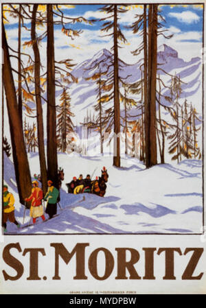 . Nederlands: Affiche: St. Moritz. . Emil Cardinaux (1877-1936) 160 Emil - cardinaux-st-Moritz Stockfoto