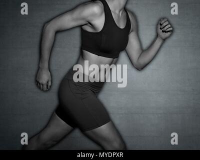 Junge Frau läuft, 7/8 Schuß. Stockfoto