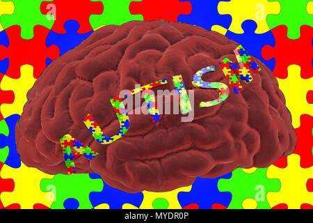 Autismus Spektrum Störungen, konzeptionelle Darstellung. Autismus-spektrum-Störungen werden mehrere Störungen der Entwicklung des Nervensystems, dass Defizite in der sozialen Kommunikation und Interaktion zu beschreiben und beschränkt oder sich wiederholende Verhaltensmuster oder Interessen. Stockfoto