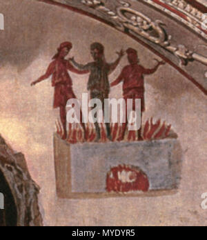 . Englisch: 3 junge Männer im Feuerofen, von einem frühen christlichen Katakombe. "Die symbolische Geschichte des Leidens und der Erlösung durch die drei Hebräer im Feuerofen vertreten ist.". Diese Datei fehlt, Informationen zum Autor. 179 Feuerofen kleine Stockfoto