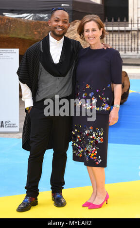 London, Großbritannien. 6. Juni, 2018. Kirsty Wark an der Königlichen Akademie der Künste Sommer Ausstellung Vorschau Party an der Royal Academy, London am Mittwoch, den 6. Juni 2018 Foto von Keith Mayhew Credit: KEITH MAYHEW/Alamy leben Nachrichten Stockfoto