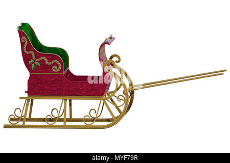 Santa Sleigh isoliert auf Weiss. Stockfoto