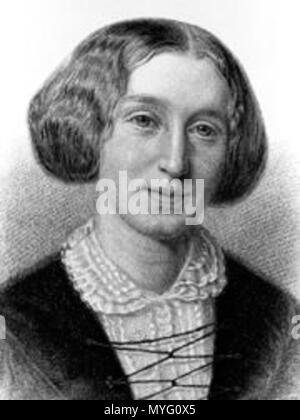 . Englisch: George Eliot Français: L'écrivain britannique George Eliot (Portrait en Noir et Blanc), admiratrice de Walden de Thoreau. La gravure Montre l'écrivain La tête légèrement penchée Vers la droite, souriante et les Cheveux tombant de chaque Côté et Formant deux Boccia. Datum unbekannt. Unbekannt 206 George Eliot 3 Stockfoto