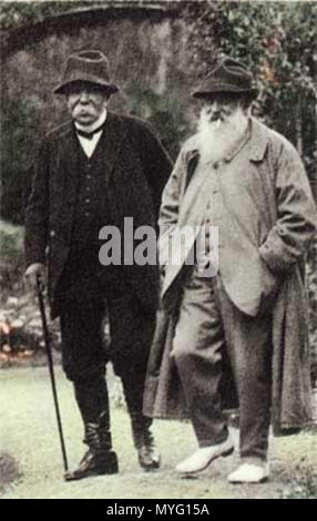 . Français: Georges Clemenceau et Claude Monet dans le jardin de Giverny en Compagnie de Blanche Hoschedé-Monet, du Collectionneur Matsukata Kôjrô et de sa nièce Madame Kuroki. Juni 1921. Unbekannt 207 Georges Clemenceau et Claude Monet Stockfoto