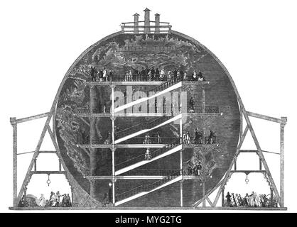 . Englisch: Schnittdarstellung Wyld's große Kugel, die in Leicester Square, London 1851 Stand 62. 1851. Unbekannt 219 Greatglobe Schnitt Stockfoto