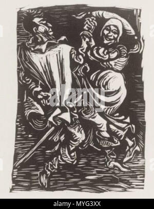 . Deutsch: 16. Holzschnitt aus dem Buch 'Walpurgisnacht' mit Holzschnitten von Ernst Barlach / Dm Text aus Goethes Faust I. 1922/23. Ernst Barlach (1870 - 1938) 215 Goethe, Barlach, Walpurgisnacht, Mephisto, tanzend mit der Alten Stockfoto