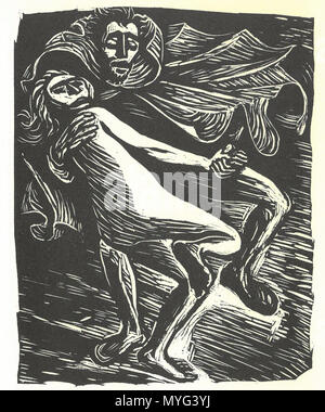 . Deutsch: 17. Holzschnitt aus dem Buch 'Walpurgisnacht' mit Holzschnitten von Ernst Barlach / Dm Text aus Goethes Faust I. 1922/23. Ernst Barlach (1870 - 1938) 215 Goethe, Barlach, Walpurgisnacht, Faust, tanzend mit der Jungen Stockfoto