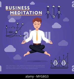 Geschäftsmann Meditation in Ruhe Stock Vektor