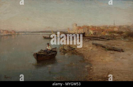 . Русский: Вечер в Мартиг Français: Le Soir aux Martigues, par Adolphe Appian (1818-1898), Victoria Art Gallery, Badewanne. ca. 1850. Adolphe Appian (1818-1898) 317 Le Soir aux Martigues (Via Appia) Stockfoto