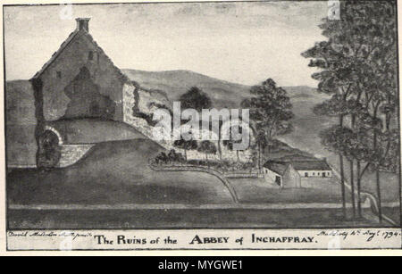 . Eine Abbildung der Ruinen von Inchaffray Abbey, 1794; von Lindsay, William Alexander, Dowden, John & Thomson, John Maitland (Hrsg.) gescannt, Urkunden der Abtei Inchaffray, 1190-1609, Veröffentlichungen der schottischen Geschichte Gesellschaft, Band LVI, (Edinburgh, 1908), Illus, s. Xxiii. . Diese Datei fehlt, Informationen zum Autor. 256 Inchaffray Ruinen der Abtei 1794 Stockfoto