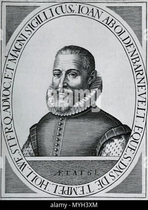 . Gravieren von Johan van Oldenbarnevelt. 17. Jahrhundert. Henricus Hondius (1597 - 1651) 276 Johan van Oldenbarnevelt Stockfoto