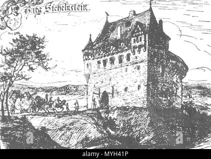 . Burg Sichelnstein (in Staufenberg Sichelnstein, Landkreis Lüneburg, Niedersachsen, Deutschland) vor der Erweiterung von 1372. Datum unbekannt, vor 1907. Unbekannt - die Vervielfältigung durch die Presse 03 2007 90 Burg Sichelnstein 1300 Stockfoto
