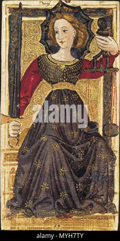 . Charles VI (oder Gringonneur) Deck; Le tarot dit de Charles VI. 15. Jahrhundert. Anonym 287 Gerechtigkeit tarot Charles 6. Stockfoto