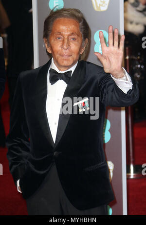 Februar 18, 2018 - Valentino an EE British Academy Film Awards 2018 in der Royal Albert Hall in London, England, Großbritannien Stockfoto