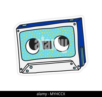 Kompakte Audio Kassette Musicassette Musik Band Aufkleber vector il Stock Vektor