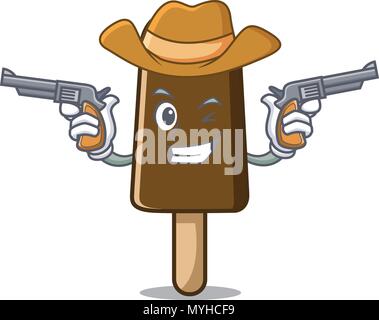Cowboy Schokoladeneis Charakter Cartoon Stock Vektor