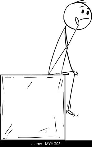 Cartoon von Mann oder Geschäftsmann Sitzen auf, und Denken Stock Vektor
