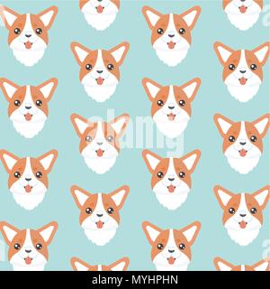 Happy Dog Welsh Corgi orange vector Hintergrund. Stock Vektor