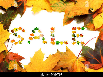 Rahmen der Herbst multicolor Ahorn - Blätter mit Word Verkauf aus herbstlichen Ahornblätter Stockfoto