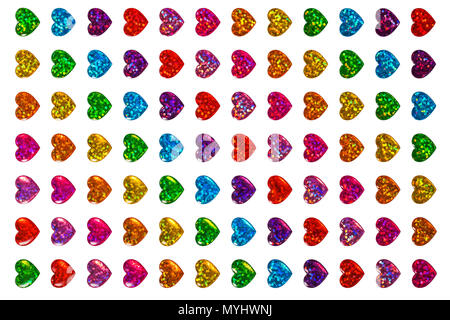 Herzen Textur auf weißem Hintergrund Stockfoto