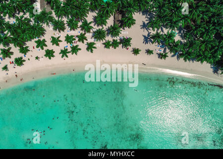 Luftaufnahme von tropischen Insel Strand, Dominikanische Republik Stockfoto