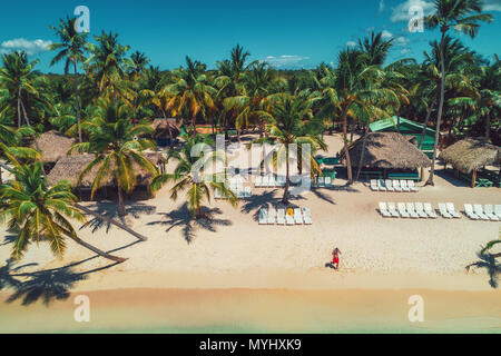 Luftaufnahme von tropischen Insel Strand, Dominikanische Republik Stockfoto