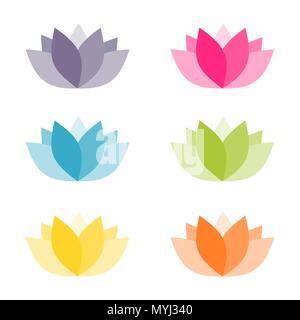 Vektor Lotus Blumen Icon Set Stock Vektor