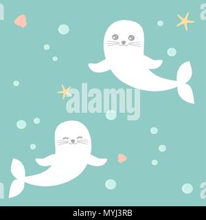 Cute cartoon Dichtungen im Meer Vector Illustration Stock Vektor