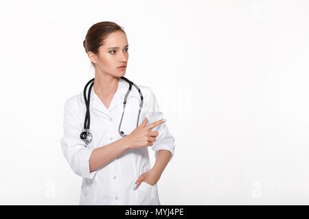 Frau Doktor etwas angezeigt Stockfoto