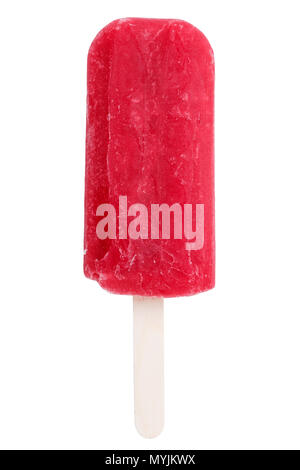 Popsicle Eis am Stiel Eis Eis Erdbeer Sommer auf weißem Hintergrund Stockfoto