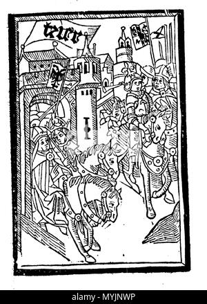 . Komst van Keiser Frederyck te Trier-Druck (Gouda?). ca. 1484. Diese Datei fehlt, Informationen zum Autor. 300 KOMST Trier 1. Stockfoto