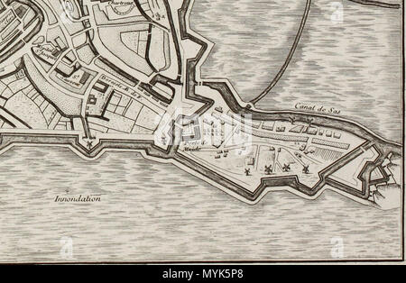 . Englisch: Karte von Gent von Georges Louis Le Rouge. 29. Februar 2012. George Louis Le Rouge (* 1707 - † 1790) 343 Karte von Gent von Georges Louis Le Rouge, Detail (8) Stockfoto